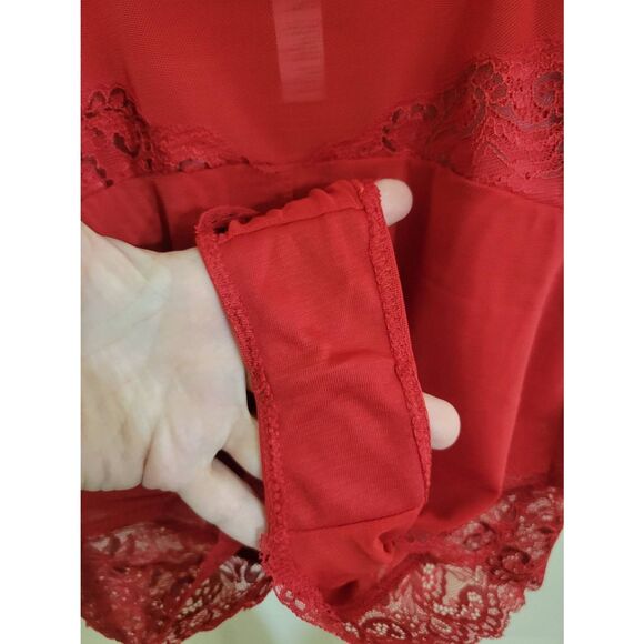 Marilyn Monroe Lacey Red Deep Plunge Intimates BodySuit Size M NEW - Picture 6 of 10